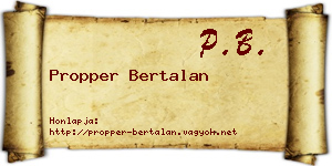 Propper Bertalan névjegykártya